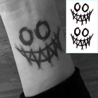 Временная татуировка черного клоуна для женщин мужской боди-арт, переводная татуировка на руку, талию, розовую воду, поддельные наклейки, водостойкая татуировка на палец, 1 шт.