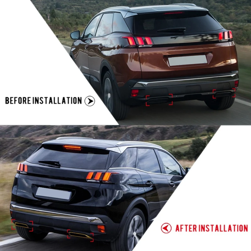Для Peugeot 3008 5008 Allure 2017 - 2019 задняя крышка выхлопной трубы ABS выхлопного глушителя