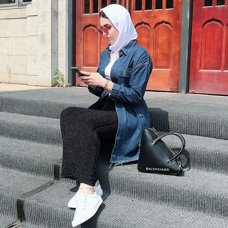 Женское джинсовое пальто Siskakia однобортная однотонная Верхняя одежда со