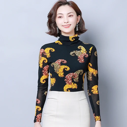 Осень 2020 новый стиль модные эластичные женские рубашки с высоким воротником и