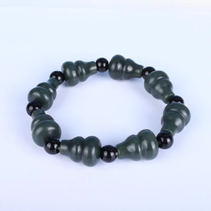 Натуральный китайский браслет из Нефритовой тыквы Hetian эластичные бусины Изящные