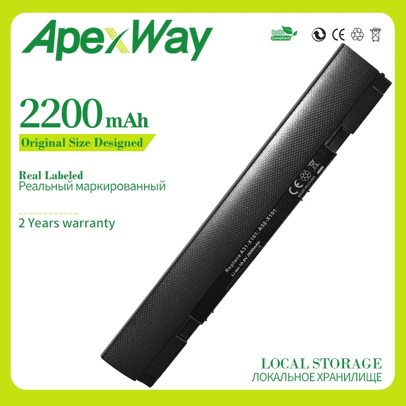 

Apexway 2200 мАч, 6 ячеек, Φ Eee PC X101CH X101 X101C X101H, замена: Φ