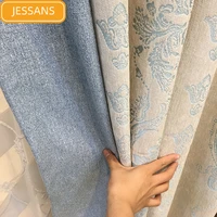 new european chenille jacquard fabric modern curtains for living dining room bedroom high shading curtains