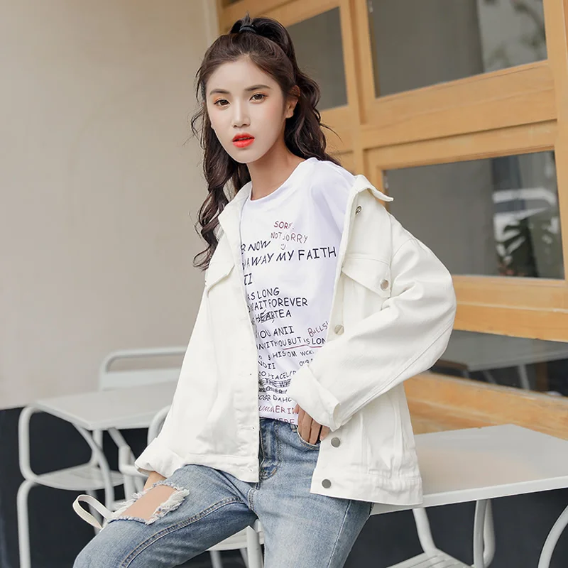 

2019 new loose loose embroidery letter short denim jacket female