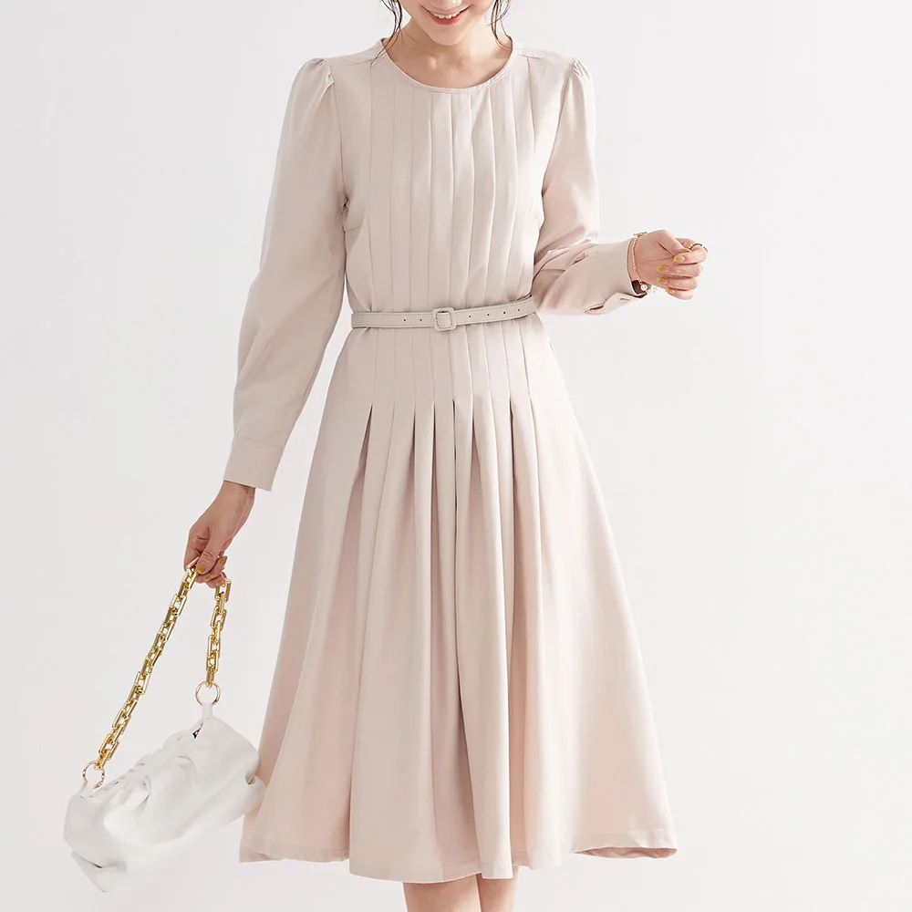 

Dresses For Women 2021 Ladies O-neck Solid Color Temperament Mid-length Dress Office Lady Clothes Vestidos Elegantes Para Mujer