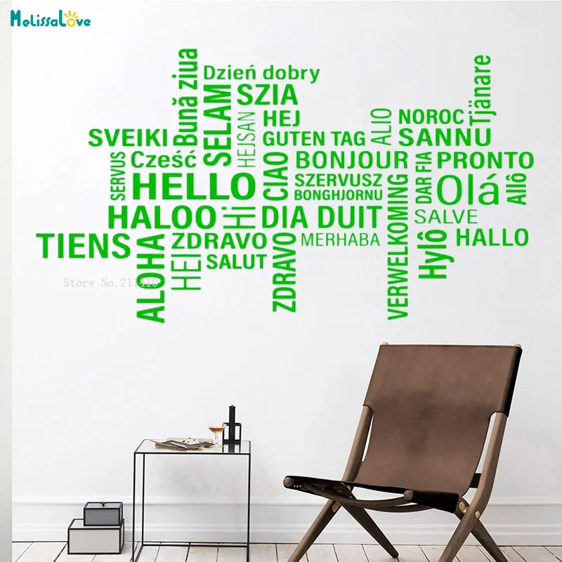 

We Say Hello To People Multiple Languages Text Wall Decals Office Home Shop Restaurant Decor Vinyl Decals Window Handmade YT3687