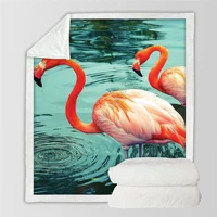 plstar cosmos beautiful flamingo fleece blanket 3d print sherpa blanket on bed home textiles dreamlike style 3