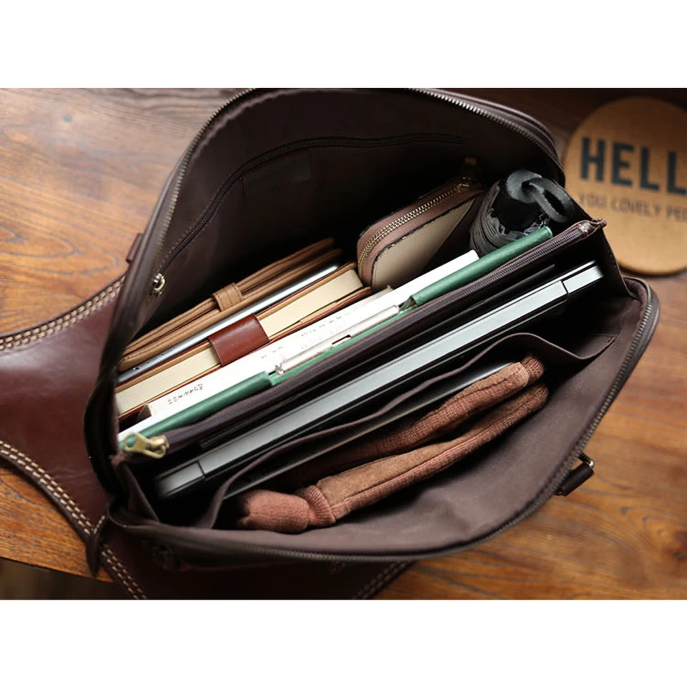 

ZRCX Genuine Leather Briefcase Men Bag Business Handbag Male Laptop Shoulder Bags Tote Natural Skin Men Briefcase