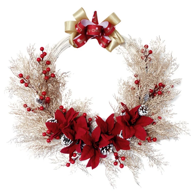 

Simulation Gold Wreath Christmas Door Decoration Wreath Holiday Window Decoration Ornaments