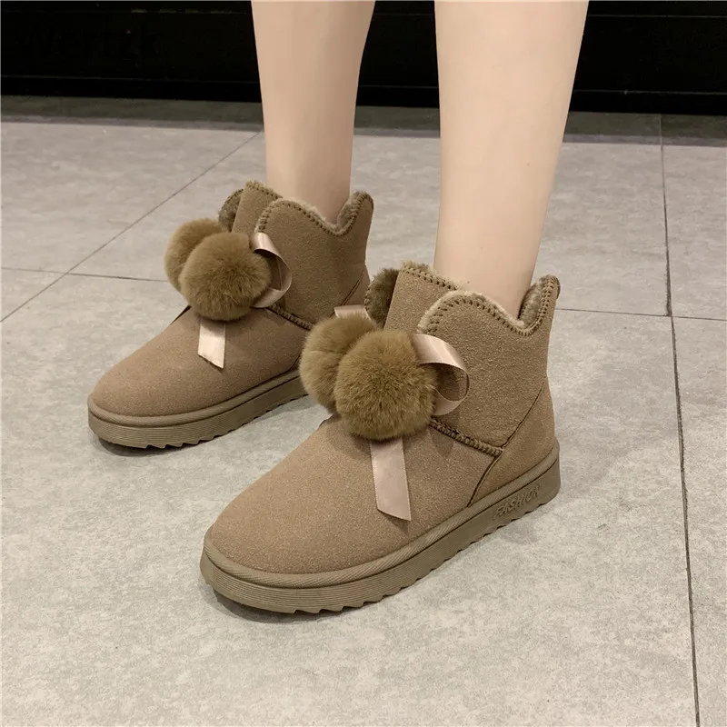 2019 г. теплые плюшевые женские зимние Ботинки Зимняя обувь из флока на платформе