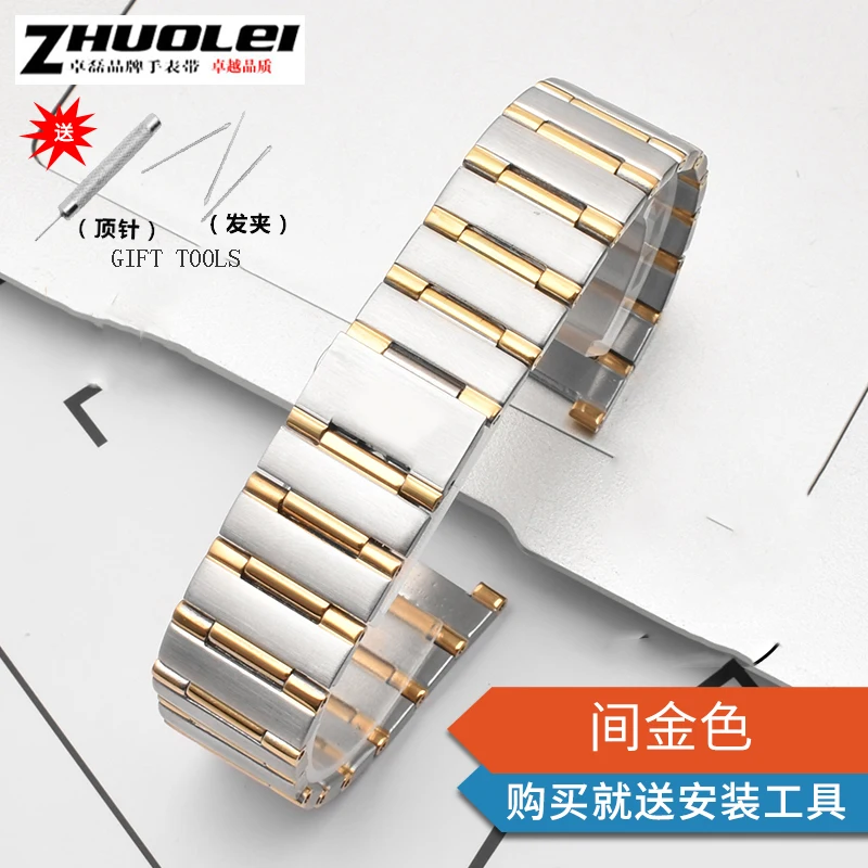 gold Ремешок из нержавеющей стали для часов серии Omega constellation стальной ремешок 22*14 мужской и женский браслет из тонкой стали - Цвет ремешка: gold