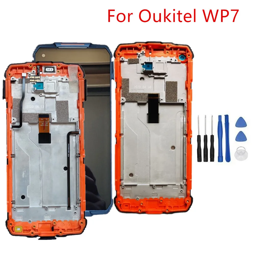 for oukitel wp7 phone lcd display with frametouch screen digitzer assembly repair panel glasspgl sensorearpiecefpc button free global shipping
