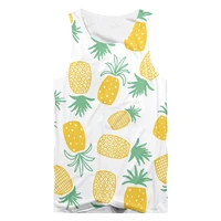 ujwi pineapple vest fruit print undershirt yellow fashion tank shirt sports personality uniesx tops exercise wholesale dropship
