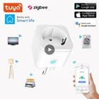 Tuya ZigBee Smart Plug ЕС 16A Мощность монитор таймер розетка для умного дома Беспроводной совместимый с Alexa Google домашний помощник модули