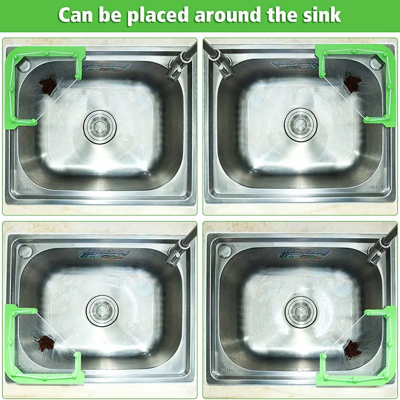 

Triangular Sink Strainer Triangular Multi-Functional Drain Shelf with 150 Pieces Sink Corner Strainer Bag Kitchen