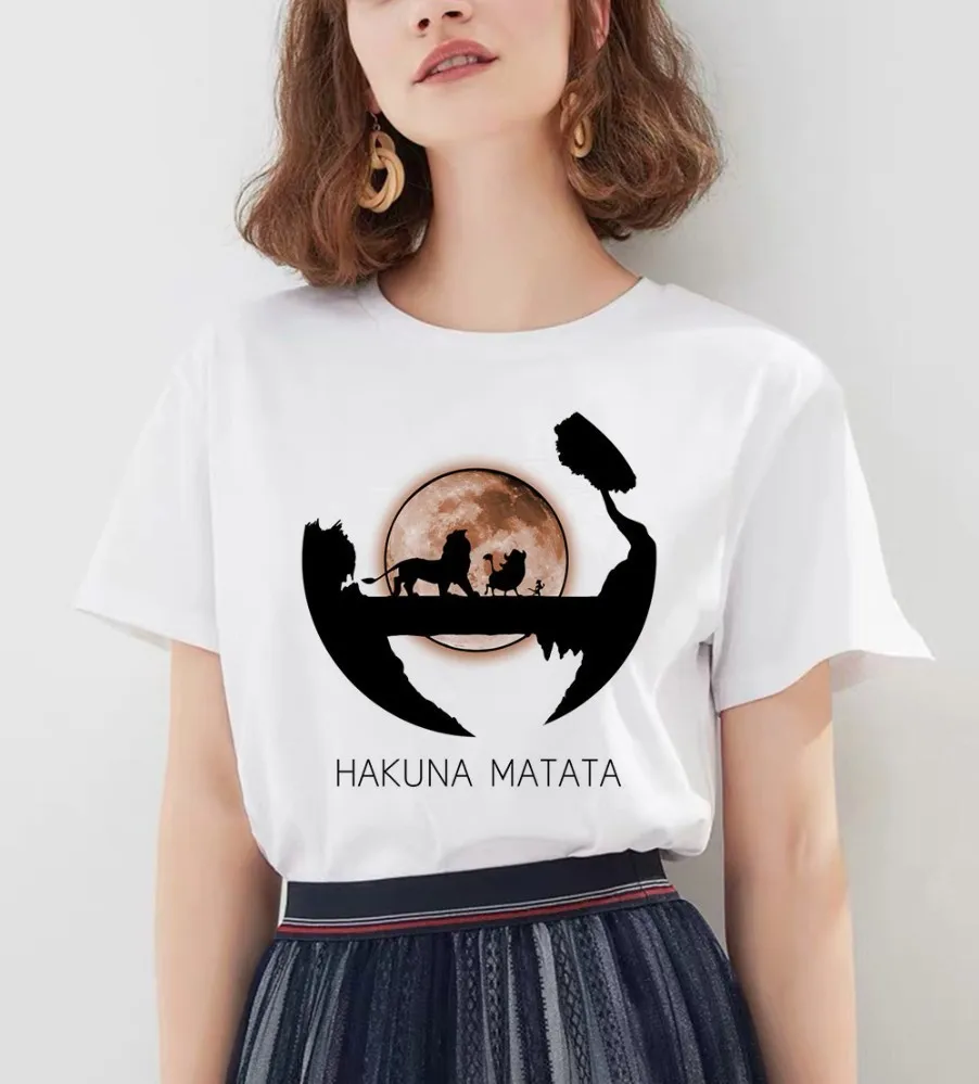 Hakuna Matata рубашка Женская Harajuku Ullzang Винтажная Футболка Kawaii Femme Homme летняя футболка модный топ Женская футболка - Цвет: 20529