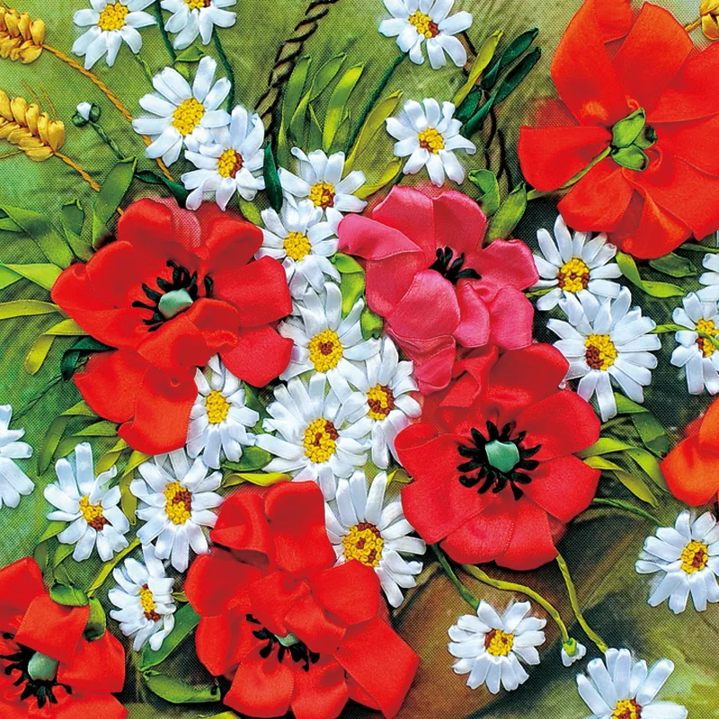 3d ленты вышивка diy декоративная живопись цветы рукоделие Наборы турецкие