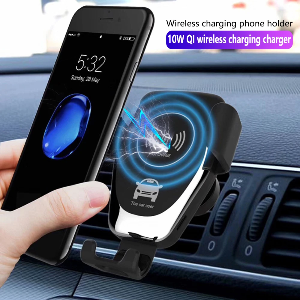10 Вт QI Беспроводное быстрое зарядное устройство Автомобильный держатель