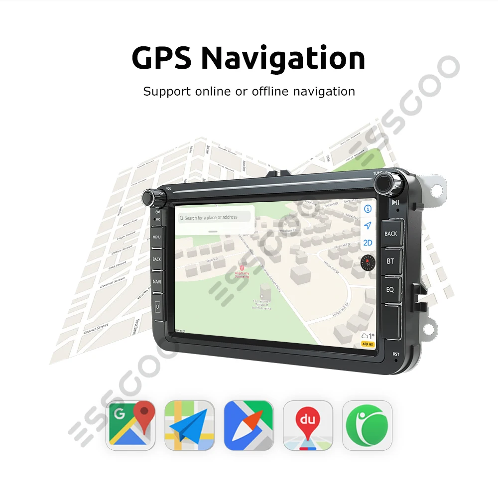 ESSGOO 2G 32G Android 9 Car Radio Stereo 2 Din 8 inch Autoradio GPS Navigation Multimedia Player For Volkswagen VW Seat Skoda | Автомобили
