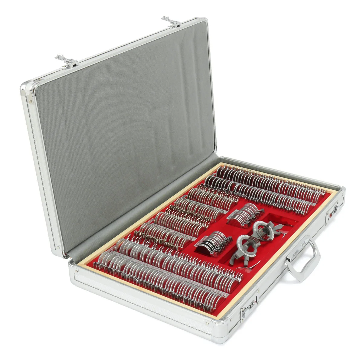 266pcs optometry test optical trial lens set metal rim aluminium case optometria tool adjustable eye testing trial frame glasses free global shipping