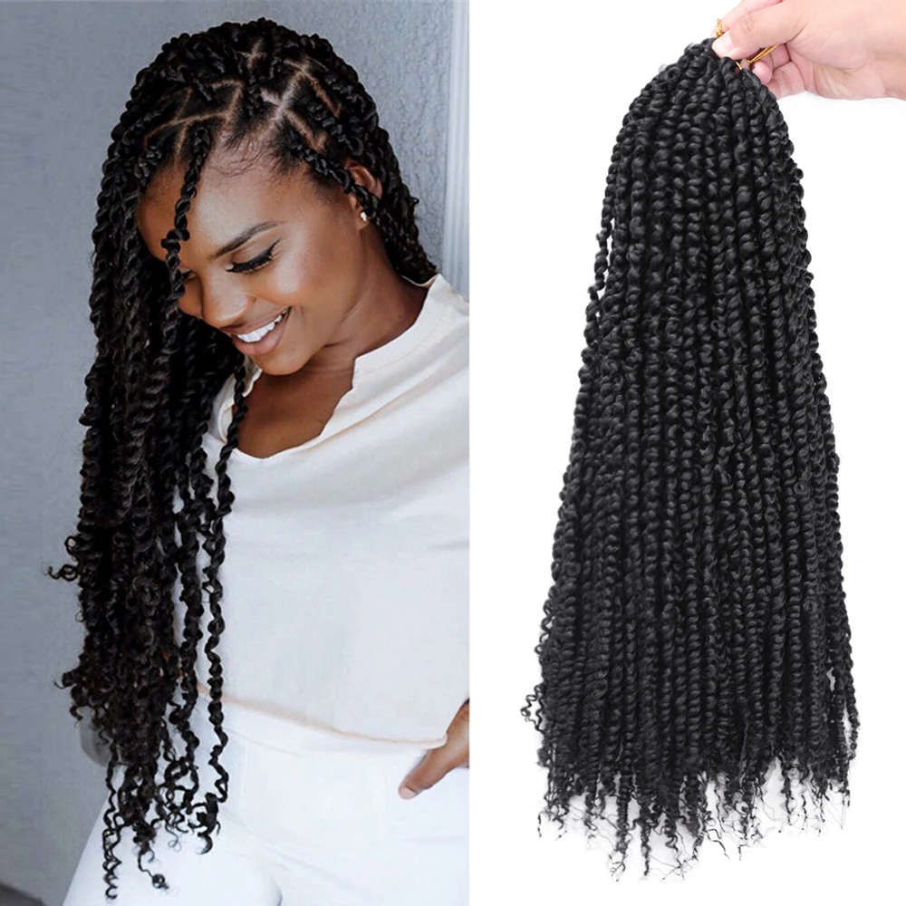 

18"Pre -Passion Twist Crochet Braid Hair Synthetic Ombre Bomb Twist Pre looped Fluffy Spring Twists Braiding Hair for Women