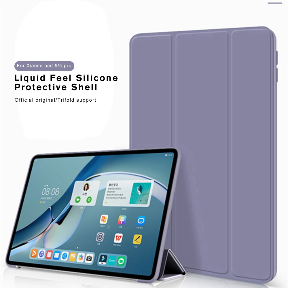 

Чехол для планшета Xiaomi Pad 5 Pro, кожаный смарт-чехол для сна, пробуждения, тройного сложения, с подставкой, однотонный чехол, чехол для Xiaomi Pad5 Pro, ...