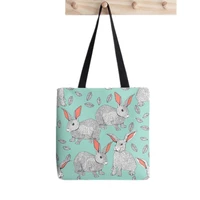 2021 shopper rabbits tote bag printed tote bag women harajuku shopper handbag girl shoulder shopping bag lady canvas bag