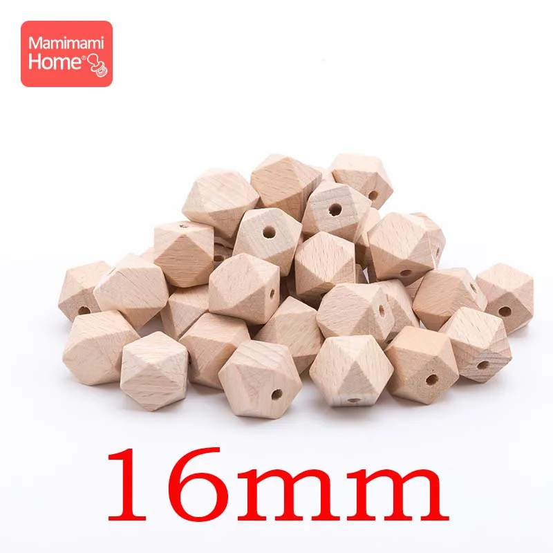 16mm Mamihome 10 шт. 14 мм-20 мм Бук деревянные Восьмиугольные бусины, прорезыватель BPA бесплатно DIY Соска-Подвеска деревянные пустые детские товары игрушки - Цвет: 16mm