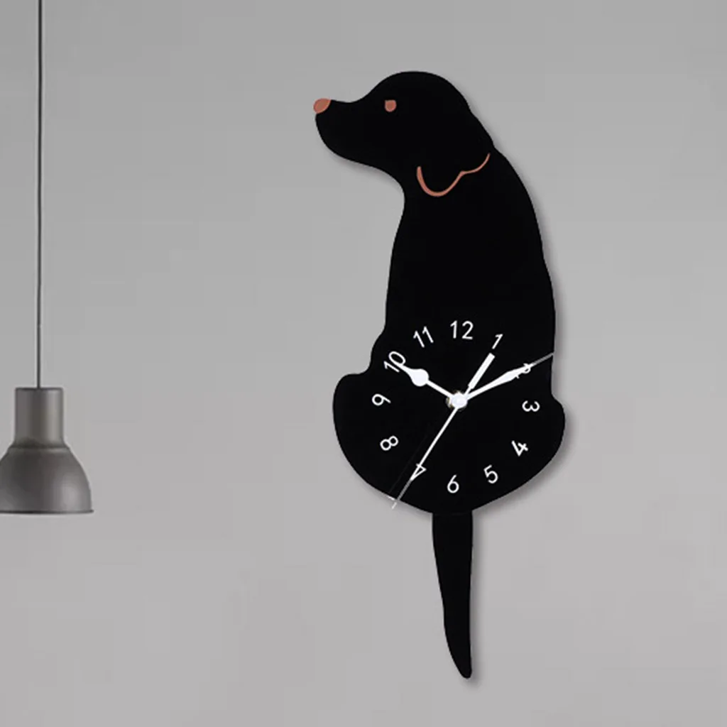 

Wall Clock Creative DIY Dog Acrylic Wall Clock with Swing Tail Pendulum for Living Room Bedroom Kitchen Home Decor