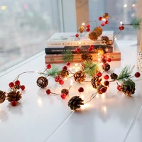 2m 20leds christmas decoration light led string lights pinecones pine needle red berry halloween christmas for home decor warm