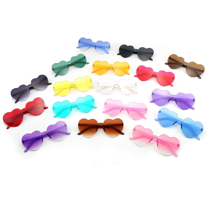 

Cute Sexy Lady Retro Love Heart Rimless Sunglasses Women Luxury Brand Female Sun Glasses Woman Eyewear Candy Color UV400