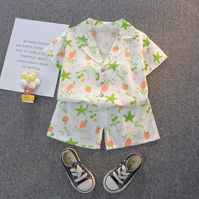 Newborn Clothes 2021 Summer New Baby Boy Clothing Printing Shirt + Pants 2 Piece Children's Sports Suit Boys 0-3 Years