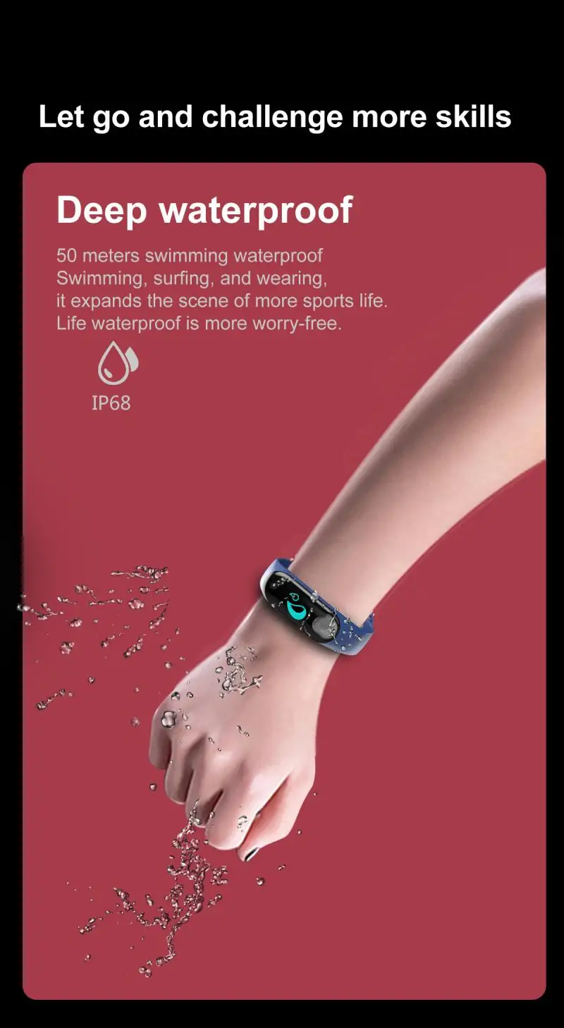 

Heart Rate Monitor Pedometer Waterproof IP67 Pedometers Band M4 Smart Wristband Watch Bracelet Portable Fitness Equipment