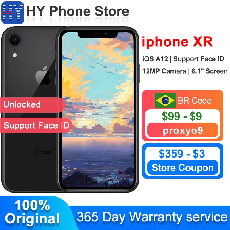 Оригинальный разблокированный Apple iPhone XR 64 ГБ/128 ГБ с функцией распознавания лица