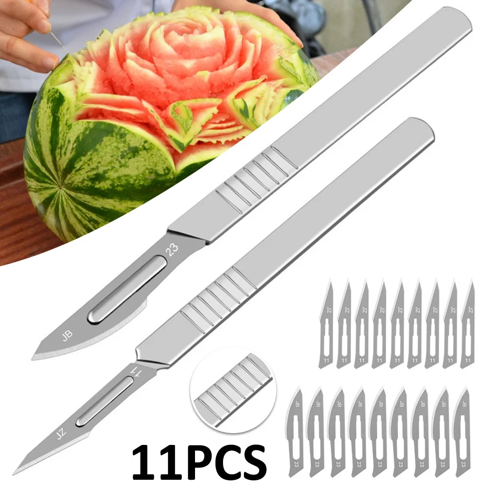 Scalpel with 10 Replacement Sterile Blades Carving knife Animal Surgical Blade with Handle for Biology Lab Anatomy Hand Tools 10 pcs surgical knife blade replacement scalpel with replaceable blades multi function scrapbooking crafts carving knife