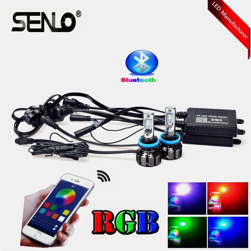 Светодиодные фары для автомобиля RGB H8 H11 приложение управления Bluetooth H1 H3 HB3 hb4