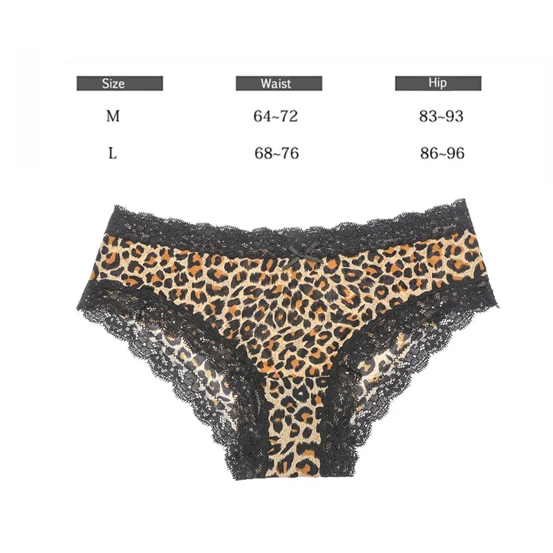 

Women Lace Leopard Print Breathable Panties Ladies Sexy Sport Underwear Underpants Seamless Lingerie Low Waist Pants Tangas
