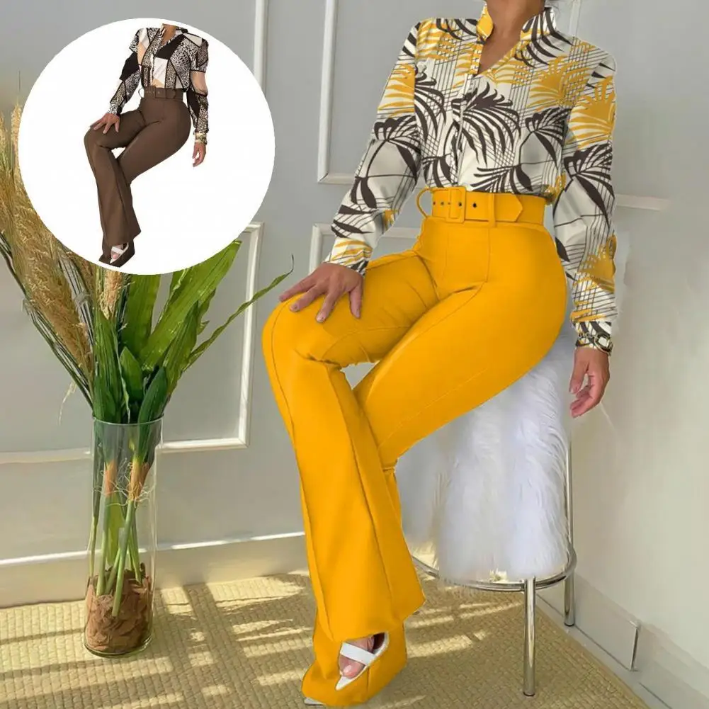 Attractive Women Tops Breathable Hard to Fade Elastic Visual Effect Girls Pants  Women Suit    Fashion Womenswear 1 Set