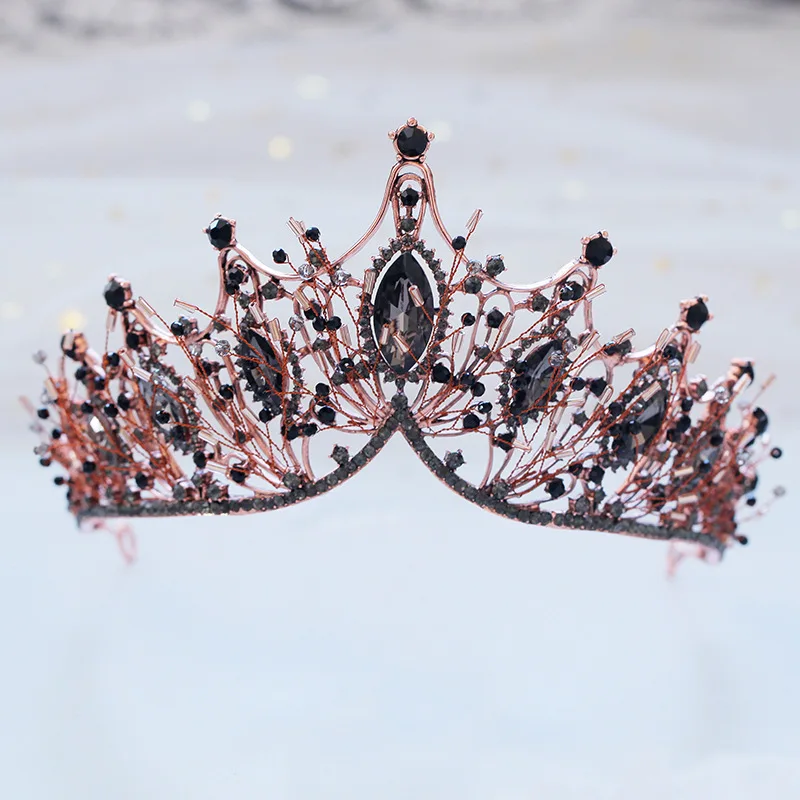 KMVEXO New Big Baroque Handmade Crystal Princess Crowns for Queen Rhinestone Tiaras Diadem Wedding Bridal Hair Accessories