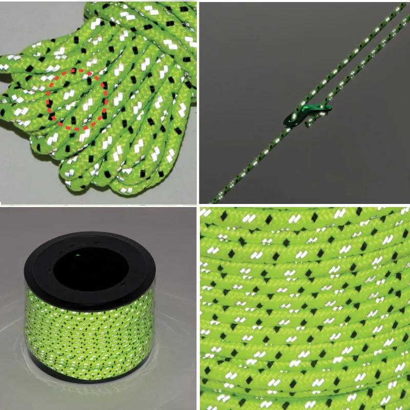 

Outdoor High Strength Rock Climbing Rope Safety Rope 20m 4mm Reflective Paratrooper Rescue Bundled Tent Rope Equipment Tool