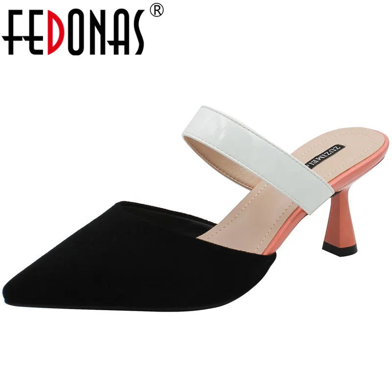 Женские босоножки из лакированной кожи FEDONAS летние на высоком каблуке с острым