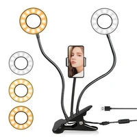 selfie ring light lazy mobile phone holder stand bracket with led lamp flexible arm photography ringlight for youtube video live