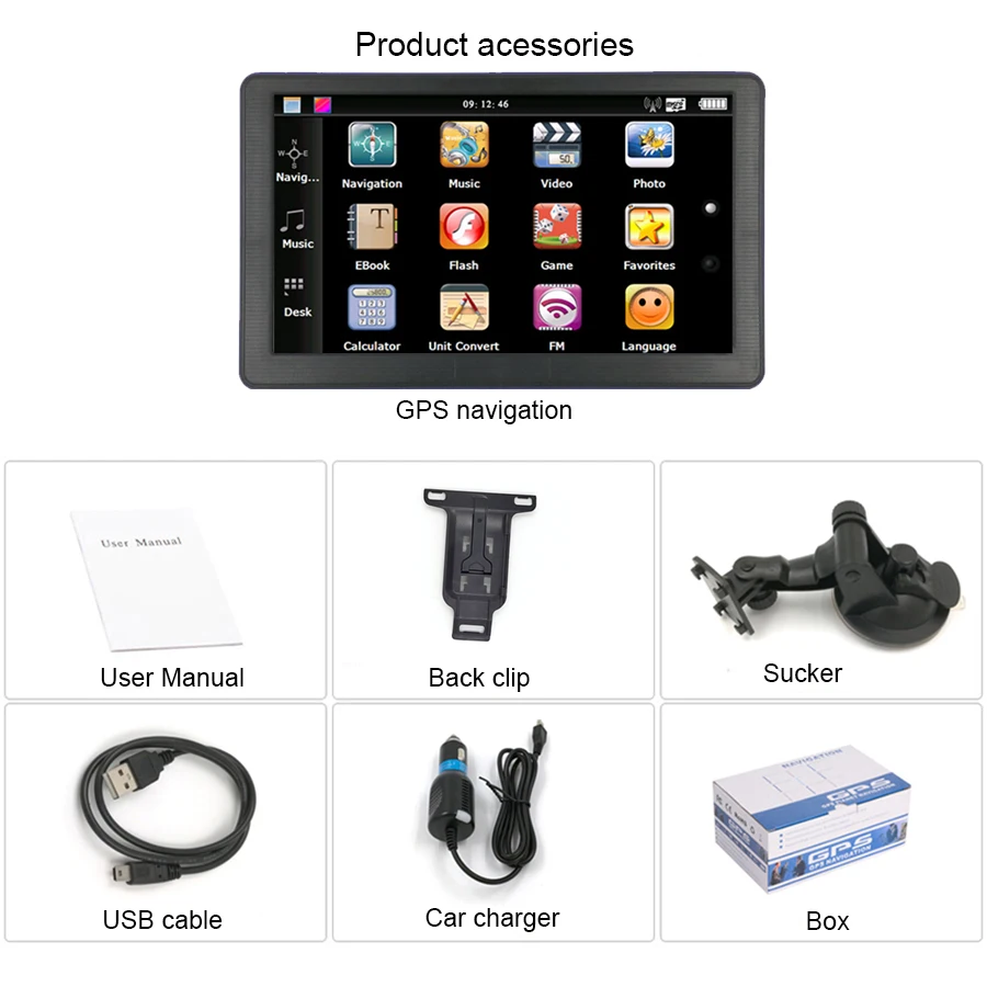 Anfilite 7 дюймовый автомобильный GPS навигации 128 м + 8g FM поздно Карта Европы
