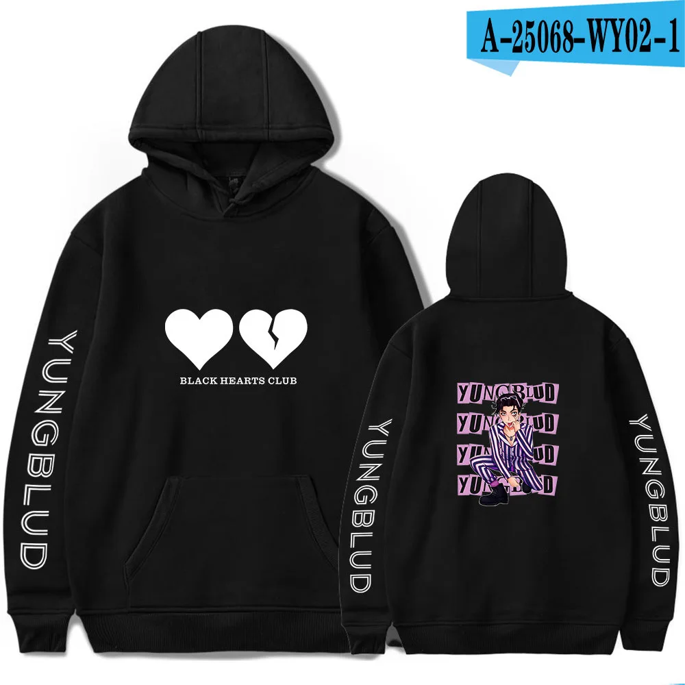 Популярная модная мужская Толстовка Yungblud пуловеры черные сердца Клубные