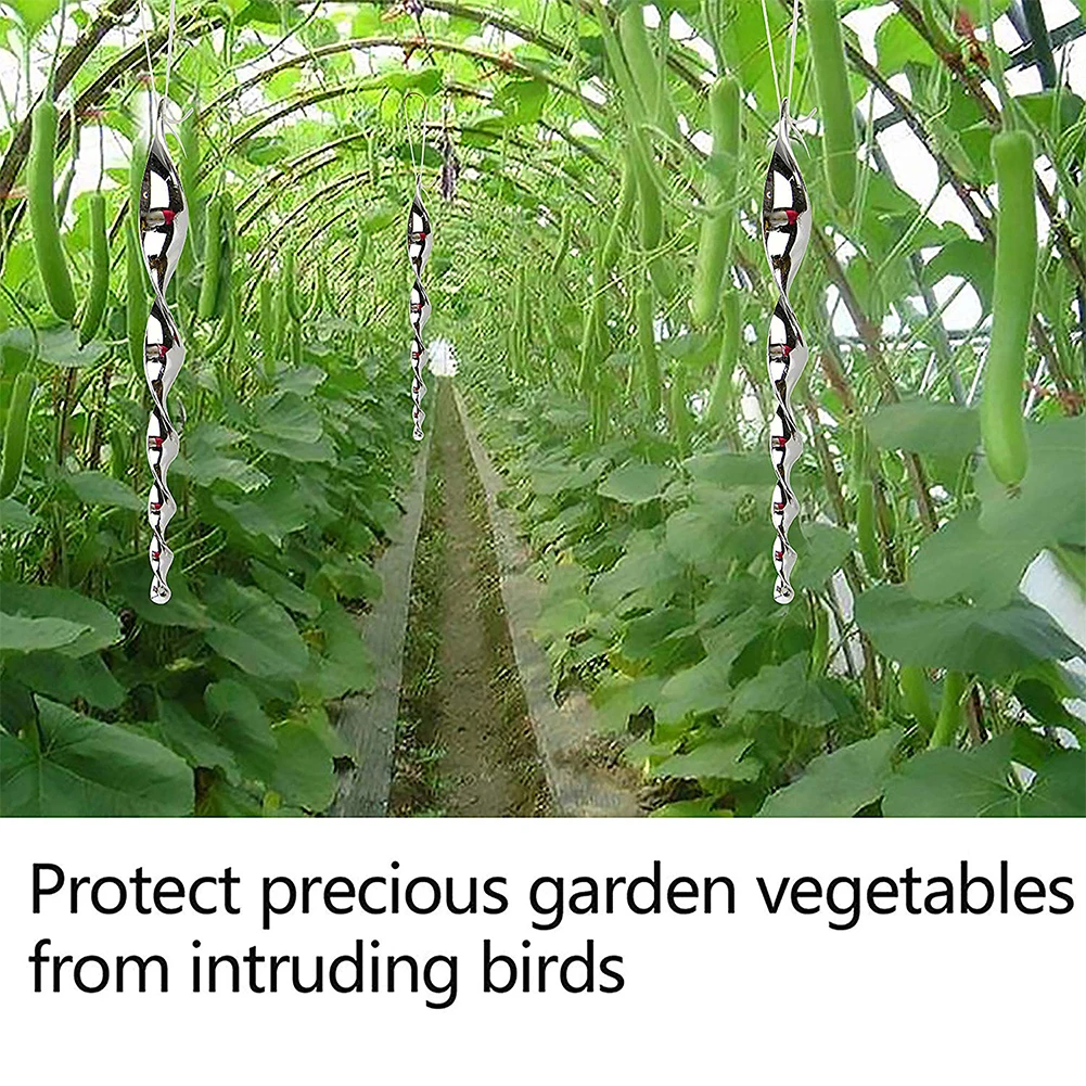 

12pcs Bird Repellent Rotating Rods Hanging Reflective Bird Deterrent Tools Scare Kit 30cm Environmental Protection Agricultural