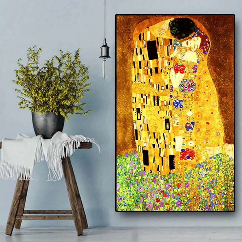 Настенная Картина на холсте Gustav Klimt Kiss с изображением знаменитой фигуры