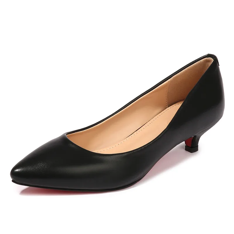 

Women's 3.5cm Med High Heels Pumps Office Lady Women Shoes Sexy Bride Party Pointed Toe Split Leather Shoes JS-A0002