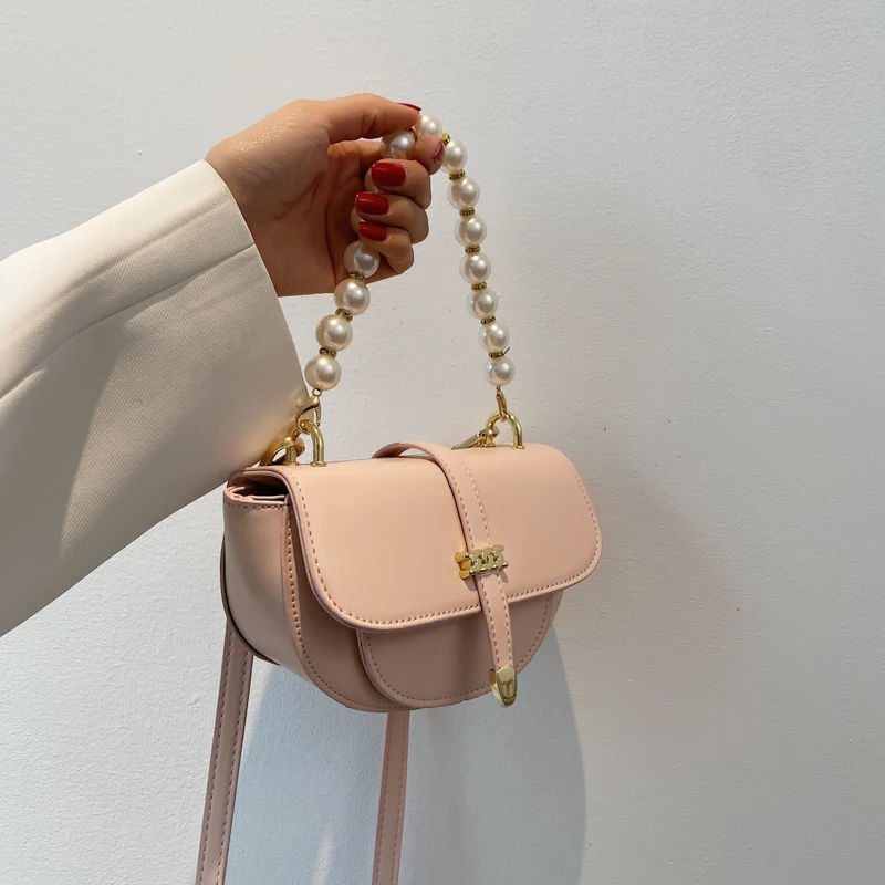 

PU Leather Beading Saddle Bag Fashion Woman's Shoulder Crossbody Bag Women Handbag Europen Popular Style Tote Flap Shoulder Bags