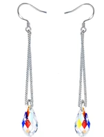 hermosa 925 sterling silver dangle earrings with crystals from swarovski aurore boreale crystal long drop earrings for girls
