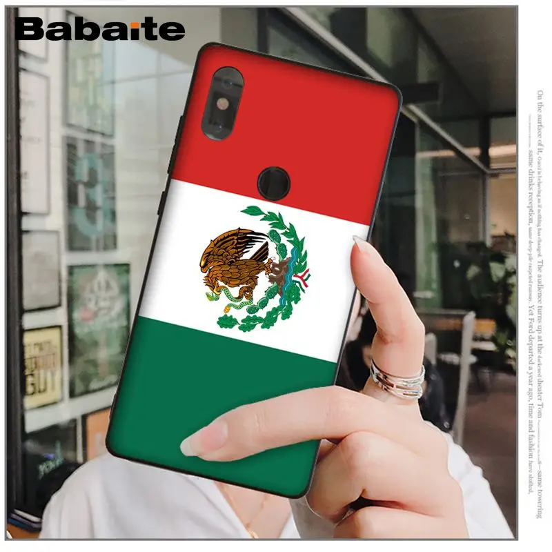 Babaite Mexican National flag emblem Soft black Phone Case for Xiaomi Mi 6 Note3 8 8SE Redmi 5 5Plus Note4 4X Note5 Cellphones